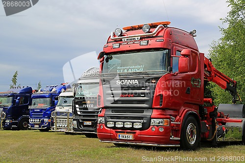 Image of Row of Show Trucks at a Truck Meeting