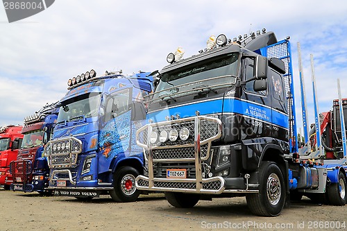 Image of Row of Show Trucks at a Truck Meeting