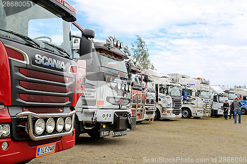 Image of Row of Show Trucks at a Truck Meeting