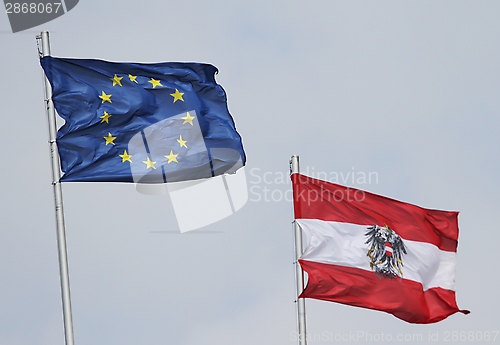 Image of EU flag and Austrian flag