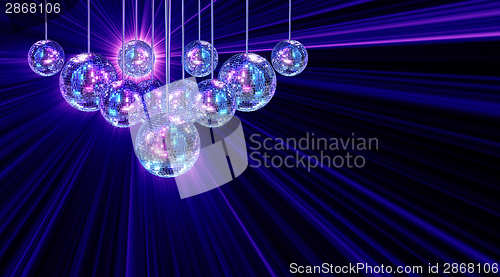 Image of Colorful funky background with mirror disco balls