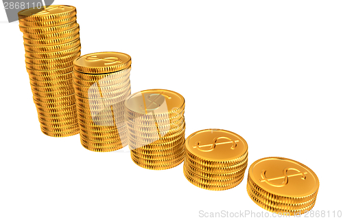 Image of Stacks of gold dollar coins