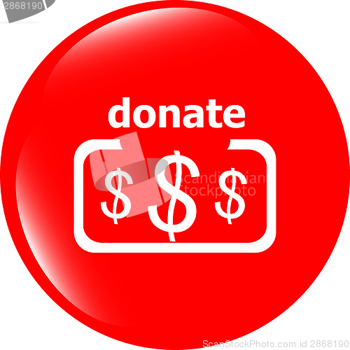 Image of Donate sign icon. Dollar usd symbol. shiny button. Modern UI website button