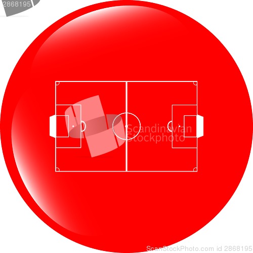 Image of football soccer field on web icon, sport application web button