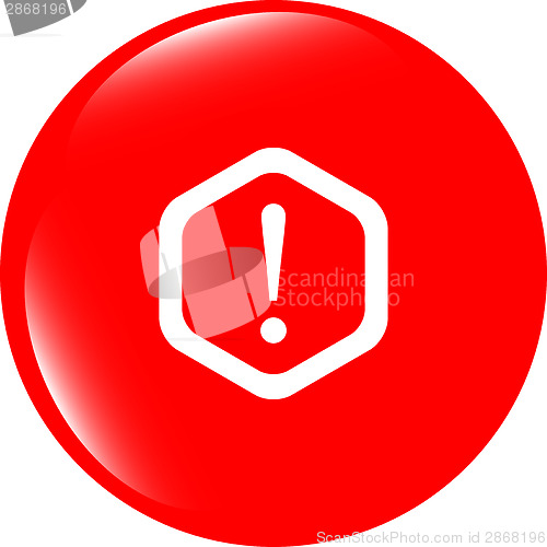 Image of Attention sign icon. Exclamation mark. Hazard warning symbol. Modern UI website button