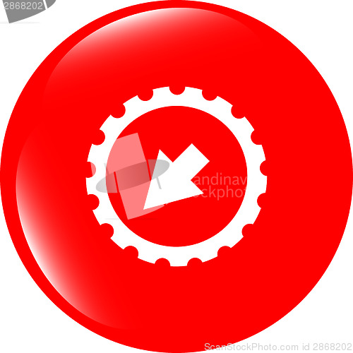 Image of web icon arrow on gears (cog) sign web button