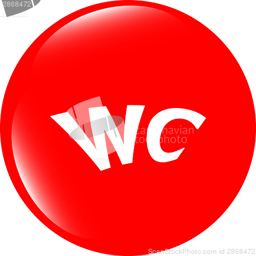 Image of wc icon, web button isolated on white