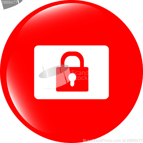 Image of closed padlock icon web sign isolated on white