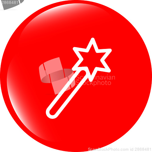 Image of Icon magic wand, web button isolated on white