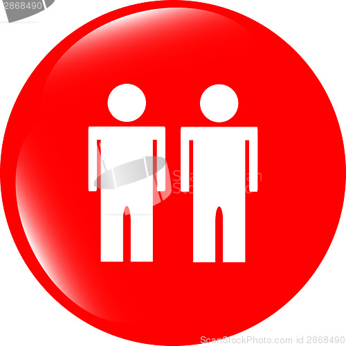 Image of icon button with two man inside isolated on white