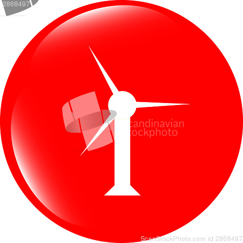 Image of wind turbine icon, web button isolated on white