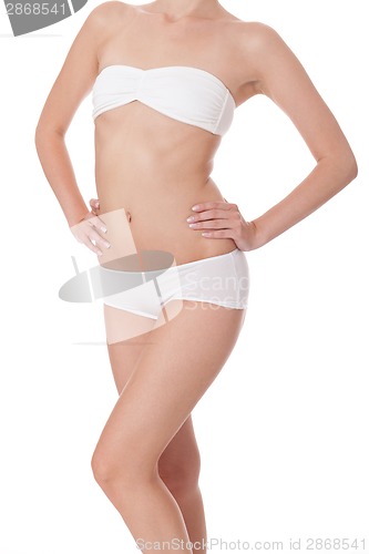 Image of Sexy shapely toned young woman in lingerie