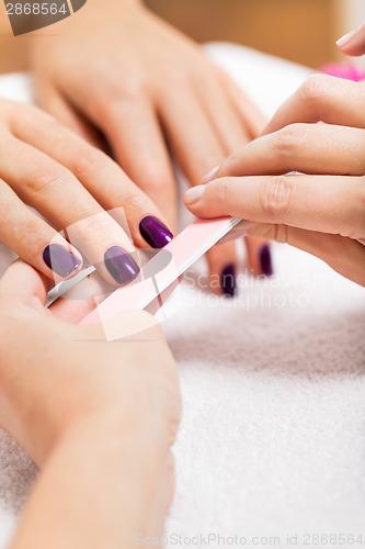 Image of manicure making in beauty spa salon