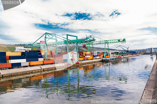 Image of Shipyard with containers and cranes