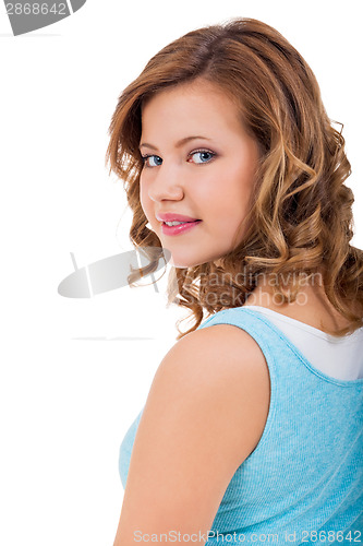 Image of young teenager girl smiling having fun portrait