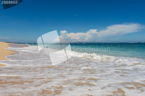 Image of Beautiful tropical beach with lush vegetation