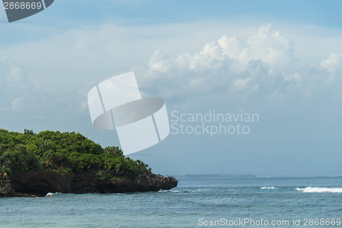 Image of Beautiful tropical beach with lush vegetation