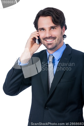 Image of Stylish businessman talking on his mobile phone