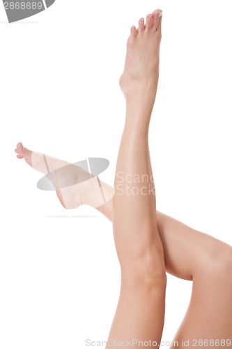 Image of Elegant long bare female legs