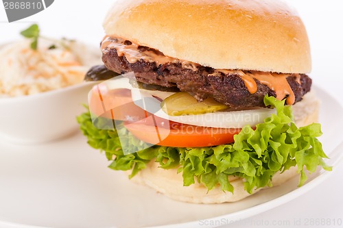 Image of Cheeseburger with cole slaw 