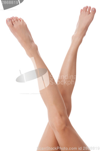 Image of Elegant long bare female legs