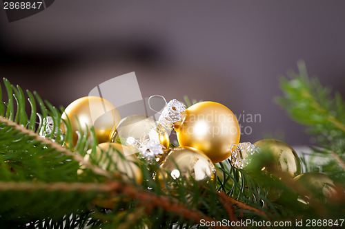 Image of Golden Christmas decoration background