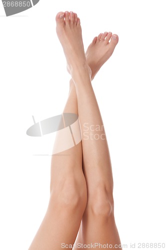 Image of Elegant long bare female legs