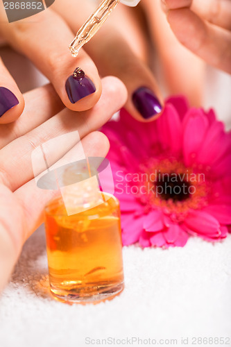 Image of manicure making in beauty spa salon