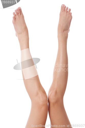 Image of Elegant long bare female legs