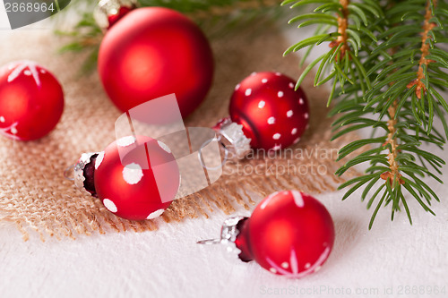 Image of Pretty red polka dot Christmas bauble