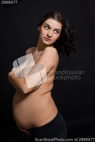 Image of Pregnant woman posing nude