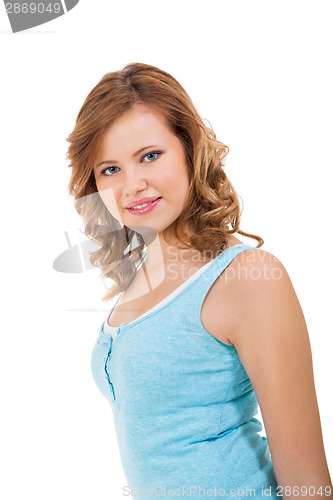 Image of young teenager girl smiling having fun portrait