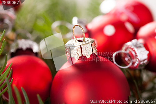 Image of Pretty red polka dot Christmas bauble