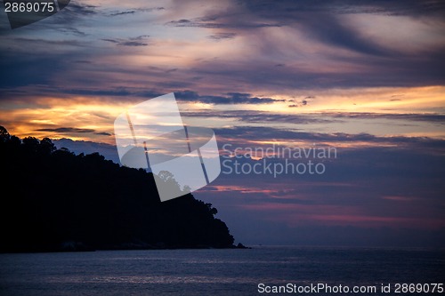 Image of Beautiful tropical beach with lush vegetation