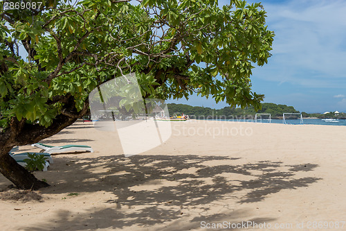 Image of Beautiful tropical beach with lush vegetation