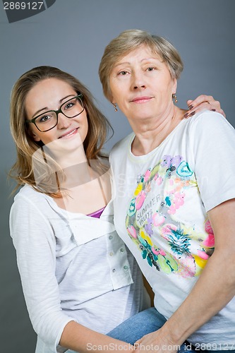 Image of Loving grandmother and granddaughter