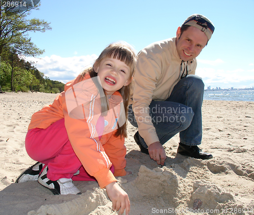 Image of young family at the beach