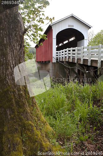 Image of Currin Covered Bridge Row River Valley Vintage Road Transportati