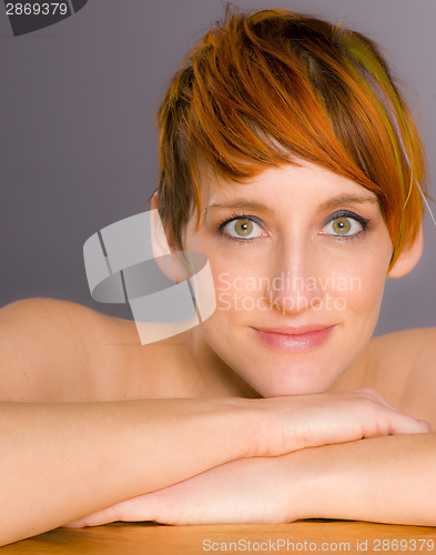 Image of Shining Redhead Female Beauty Head Shot Portrait
