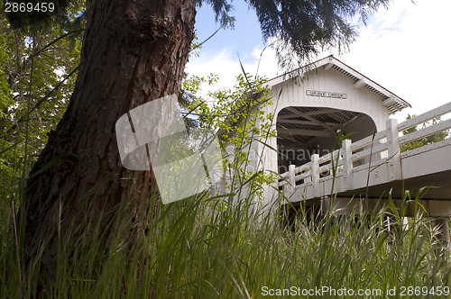 Image of Grave Creek Covered Bridge Sunny Valley Vintage Road Transportat