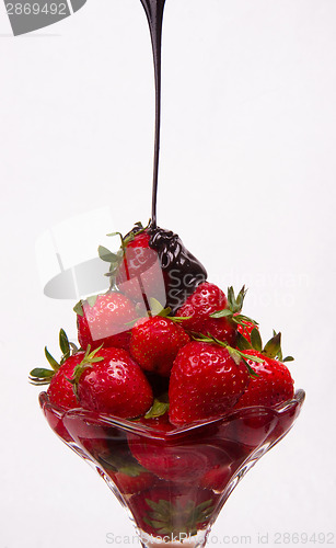 Image of Chocolate hits the Strawberries in Parfait Dessert Glass