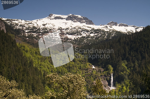 Image of Glacier Melt Creates Waterfall North Cascade Mountains Washingto