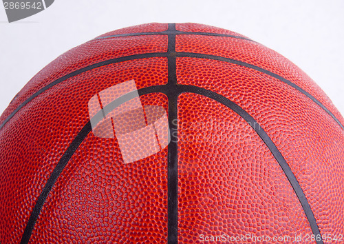 Image of Basketball Close up Partial View Isolated on White Pebbled Patte