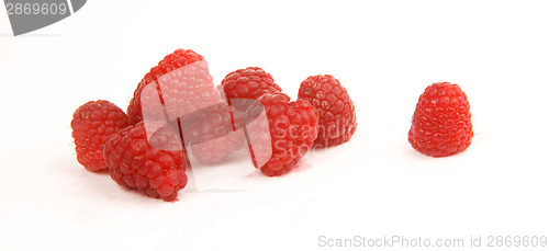 Image of Fruit Food Raspberries in a Pile on White