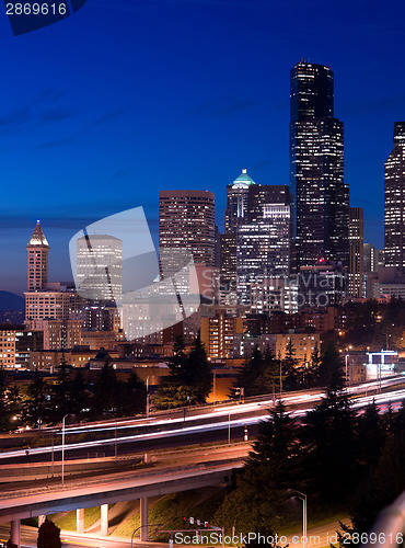 Image of Seattle Washington Skyline Vertical Smith Tower Downtown