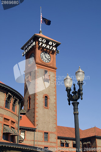 Image of Union Station Portland Oregon Downtown Train Depot Clock Tower