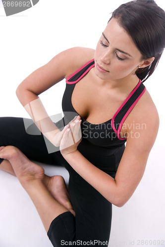 Image of Happy woman meditation Seated in Yoga Practice