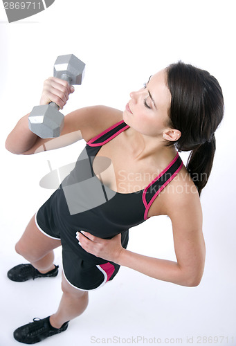 Image of Brunette and Barbell America Stock Photo