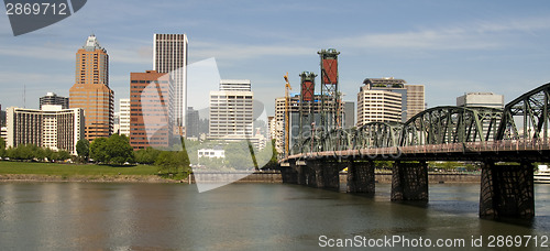 Image of Portland Oregon View Across Willamette River to Downtown include