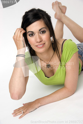 Image of Woman Relaxed Looking at Camera